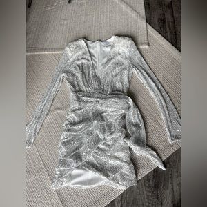 Fashion Nova Sequin Mini V-neck Dress